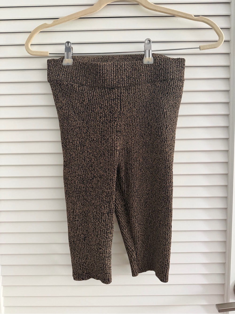 Ganni Brown Marled Knit Wide-Leg Cropped Pants